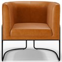 Ver imagem 3 de Poltrona Para Sala De Estar Decorativa Fixa Base Aço Preto Betina D02 Couríssimo Whisky - Lyam Decor