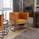 Ver imagem 2 de Poltrona Para Sala De Estar Decorativa Fixa Base Aço Preto Betina D02 Couríssimo Whisky - Lyam Decor