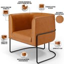 Ver imagem 4 de Poltrona Para Sala De Estar Decorativa Fixa Base Aço Preto Betina D02 Couríssimo Whisky - Lyam Decor