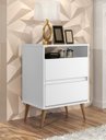 Ver imagem 1 de Mesa de Cabeceira Lotus Estilo Retro Pés Palito Cor Branco - JM Casa dos Moveis