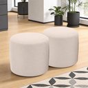 Ver imagem 1 de Kit 02 Puffs Redondo 50cm Sala de Estar Living Coliseu W01 Suede Bege - Lyam Decor