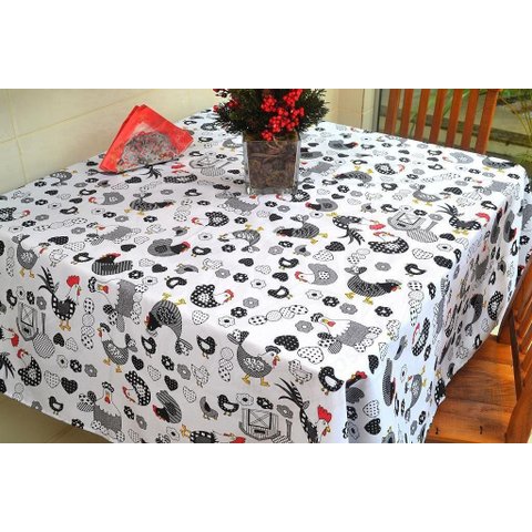 Toalha de Mesa Oxford - Galinhas Arte & Tear Redonda - 1,50 M