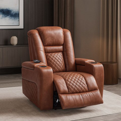 Poltrona do Papai Elétrica Reclinável Chicago com Aquecimento Massagem e Porta Copos Entrada Usb/usb