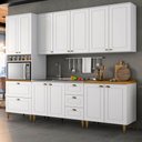 Ver imagem 1 de Cozinha Modulada com Pés 271,5cm 11 Portas 5 Gavetas Americana Henn - Branco/nature
