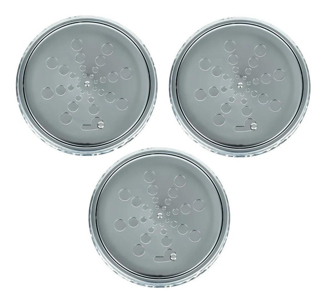 GRELHA RALO REDONDA C/ CAIXILHO 15 X 15 3 PEÇAS CLICK ON AÇO INOX FJM CRISTAIS - 1