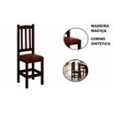 Ver imagem 4 de Kit 4 Cadeiras Madeira Maciça Estofado Corino Marrom Diamante Cor Castanho Nemargi