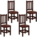 Ver imagem 1 de Kit 4 Cadeiras Madeira Maciça Estofado Corino Marrom Diamante Cor Castanho Nemargi