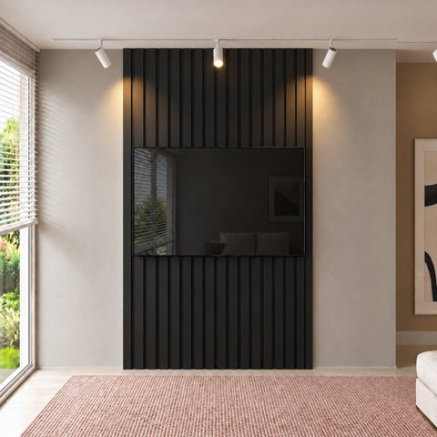 Painel Ripado para TV - 2700x1800x25 mm - Preto