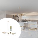 Ver imagem 1 de Lustre Pendente de Teto Jabuticaba Alumínio Dourado com 7 Globos Fosco com Lâmpadas Branco Quente