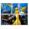 Conjunto de 4 Telas Decorativas Estilo Pintura Glamour Carro Mafia Retrô - Montada: 82X102cm (A-L) U - 3