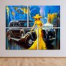 Conjunto de 4 Telas Decorativas Estilo Pintura Glamour Carro Mafia Retrô - Montada: 82X102cm (A-L) U - 1