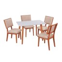 Ver imagem 2 de Conjunto Mesa Verona Tampo Off White e 4 Cadeiras Madeira Maciça e Estofadas Bréscia