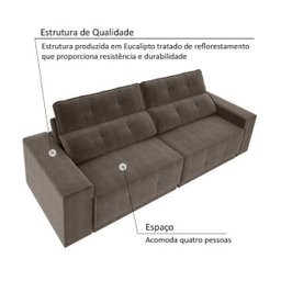 Sofá 4 Lugares Net Jaguar Assento Retrátil e Reclinável 2,30M (L) - 2