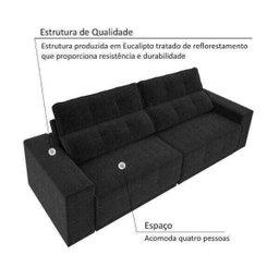 Sofá 4 Lugares Net Jaguar Assento Retrátil e Reclinável 2,30M (L) - 3