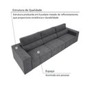 Ver imagem 4 de Sofá 6 Lugares Net Reale Assento Retrátil e Reclinável Suede Grafite 2,84M (L)