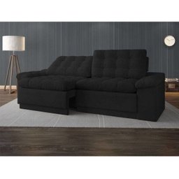 Sofá 4 Lugares Net Confort Assento Retrátil e Reclinável Preto 2,20M (L) - 1
