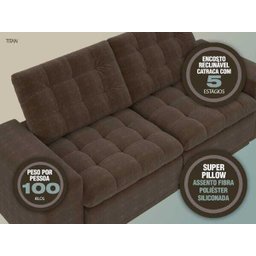 Sofá 3 Lugares Net Titan Assento Retrátil e Reclinável Marrom Claro 2,00M (L) - 2