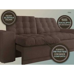 Sofá 3 Lugares Net Titan Assento Retrátil e Reclinável Marrom Claro 2,00M (L) - 7