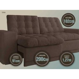 Sofá 3 Lugares Net Titan Assento Retrátil e Reclinável Marrom Claro 2,00M (L) - 3