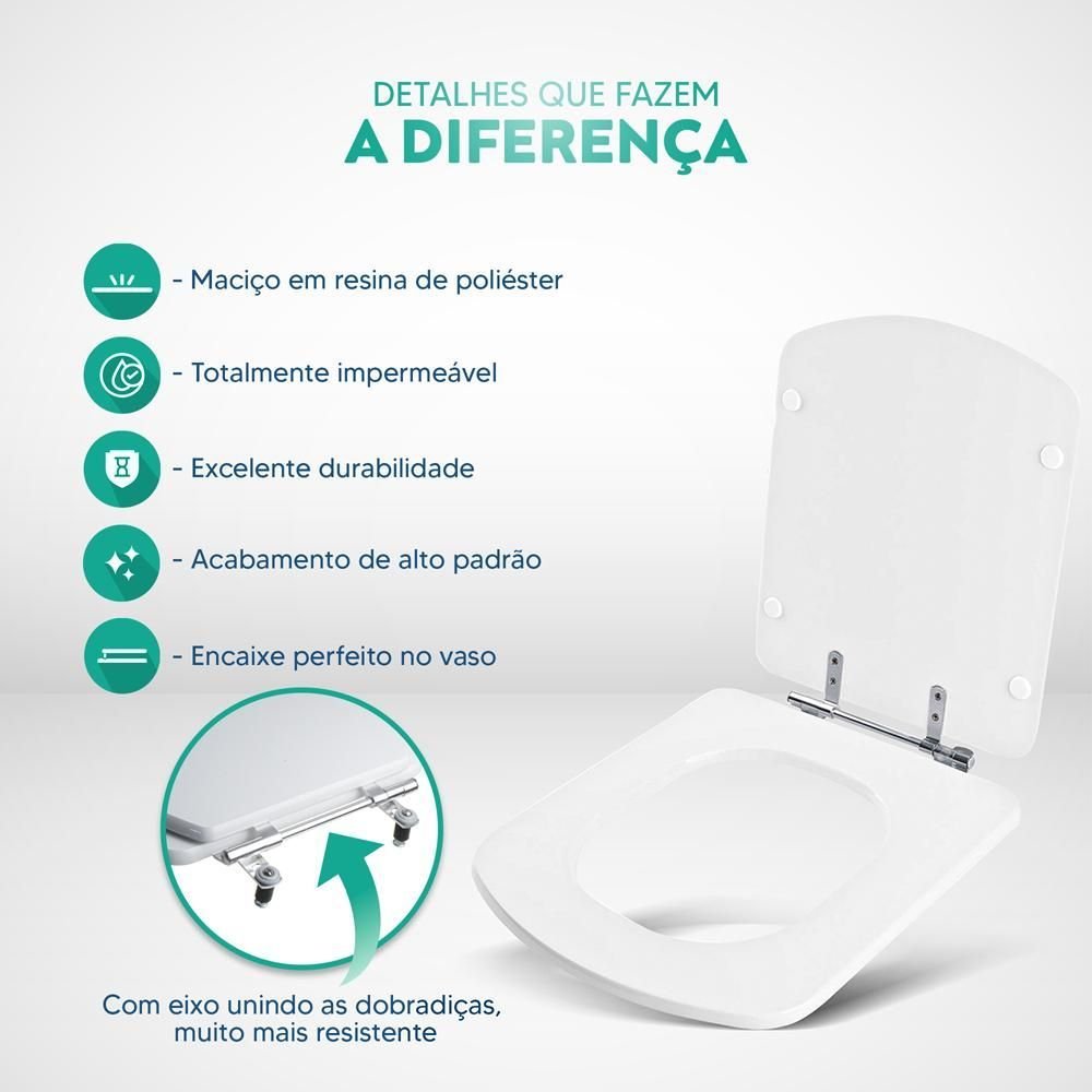 Assento Sanitário Poliester Lirio Decorado Golfinho e Conchas para Vaso Fiori - 4