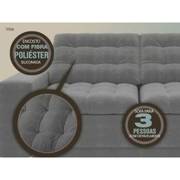 Sofá 3 Lugares Net Titan Assento Retrátil e Reclinável Grafite 2,00M (L) - 4