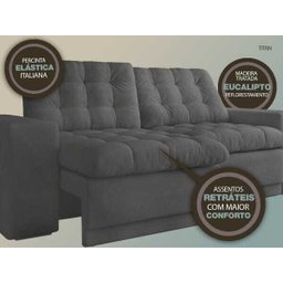Sofá 3 Lugares Net Titan Assento Retrátil e Reclinável Grafite 2,00M (L) - 7