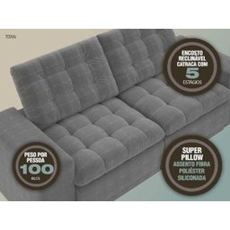 Sofá 3 Lugares Net Titan Assento Retrátil e Reclinável Grafite 2,00M (L) - 2