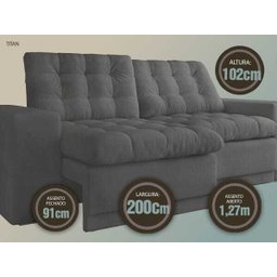 Sofá 3 Lugares Net Titan Assento Retrátil e Reclinável Grafite 2,00M (L) - 3
