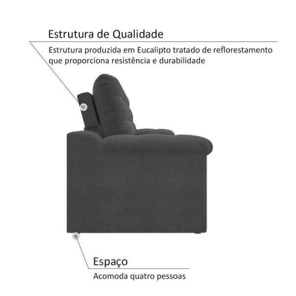 Sofá Retrátil e Reclinável 4 Lugares 2,22M Net Confort NetSofás - 3