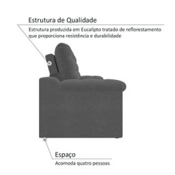 Sofá Retrátil e Reclinável 4 Lugares 2,22M Net Confort NetSofás - 3