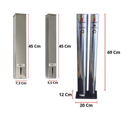 Kit Porta Copo Descartável Água + Suporte Café + Lixeira Inox - 2