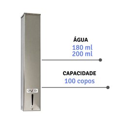Kit Porta Copo Descartável Água + Suporte Café + Lixeira Inox - 3