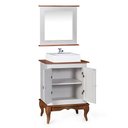 Ver imagem 2 de Gabinete para Banheiro 2 Portas com Cuba e Espelheira Dália 3057 - Off White/imbuia Glazer
