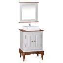 Ver imagem 1 de Gabinete para Banheiro 2 Portas com Cuba e Espelheira Dália 3057 - Off White/imbuia Glazer