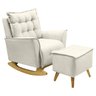 Poltrona Amamentação de Balanço Helena + Puff Veludo Quarto Bebê:creme - 1