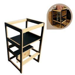 Torre Aprendizagem Montessori Cadeirão Mdf Cor Preto Seguro - 7