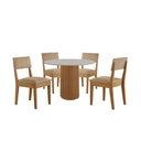 Ver imagem 2 de Sala de Jantar 4 Lugares Mesa Jolie 100cm Tampo Redondo de Vidro e 4 Cadeiras Estofadas Copper Soft