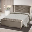 Ver imagem 1 de Kit de Quarto Cabeceira de Cama Box e Calçadeira Baú Toquio Casal 140 Cm Suede Capuccino Eli Mó