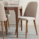 Ver imagem 2 de Conjunto com 4 Cadeiras de Madeira Maciça Estofada New Drop - Natural C/ Linho Bege - Cobre