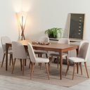 Ver imagem 3 de Conjunto com 4 Cadeiras de Madeira Maciça Estofada New Drop - Natural C/ Linho Bege - Cobre