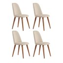 Ver imagem 1 de Conjunto com 4 Cadeiras de Madeira Maciça Estofada New Drop - Natural C/ Linho Bege - Cobre