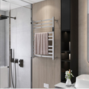 Ver imagem 3 de Toalheiro Térmico Quadrado Inox Polido Esquerdo e Kit de Banheiro em Bambu Preto