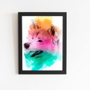 Ver imagem 1 de Quadro Cachorro Akita Inu Aquarela Moldura 60x40cm