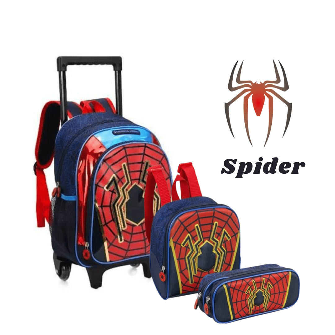 Kit Mochila de Rodinha Homem Aranha+estojo+lancheira Escolar:unica