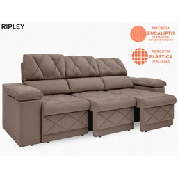 Sofá New Ripley 2,05M Assento Retrátil e Reclinável Velosuede - Netsofás - 5