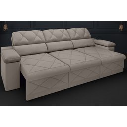 Sofá New Ripley 2,05M Assento Retrátil e Reclinável Velosuede Bege - NetSofás - 1 Sofá New Ripley 2,05M Assento Retrátil e Reclinável Velosuede Bege - NetSofás - 1