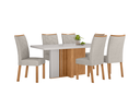 Ver imagem 1 de Conjunto Sala de Jantar Mesa Astrid 170 Tampo Vidro Maxi Off com 6 Cadeiras Rayla - Lopas Amendoa Cl