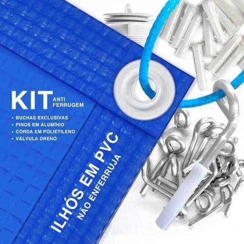 Capa de Segurança para Piscina 3.5x3.5 Metros CK500 Micras c/ Ilhós de PVC + Pinos em Alumínio - 9