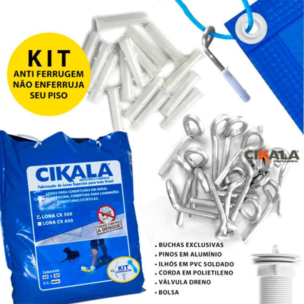 Capa de Segurança para Piscina 3.5x3.5 Metros CK500 Micras c/ Ilhós de PVC + Pinos em Alumínio - 3