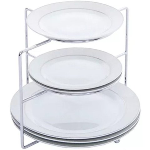 Organizador Suporte De Pratos Cromado Divisor 3 Níveis Rack